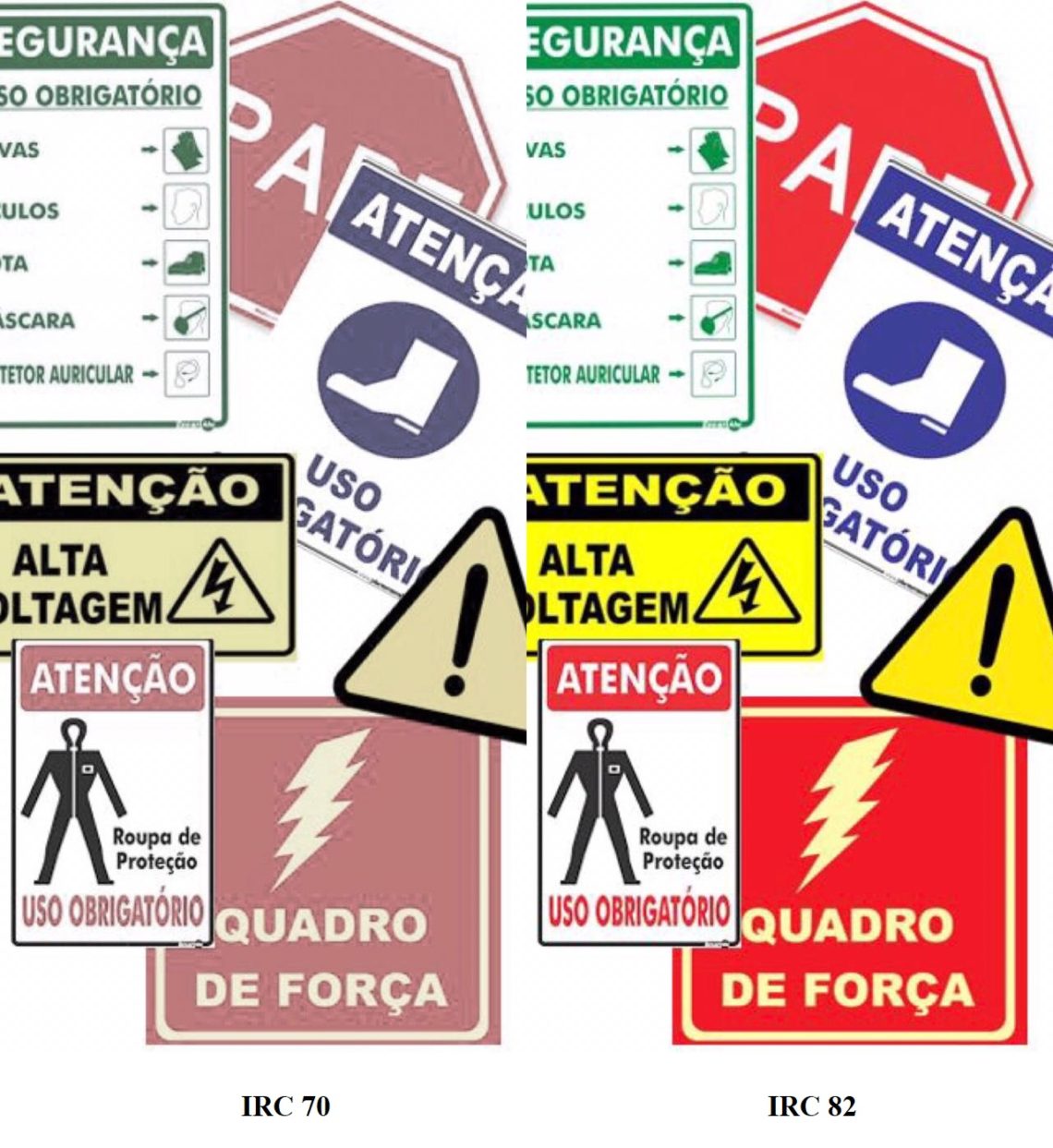 Índice de reprodução de cores em placas e sinalizações