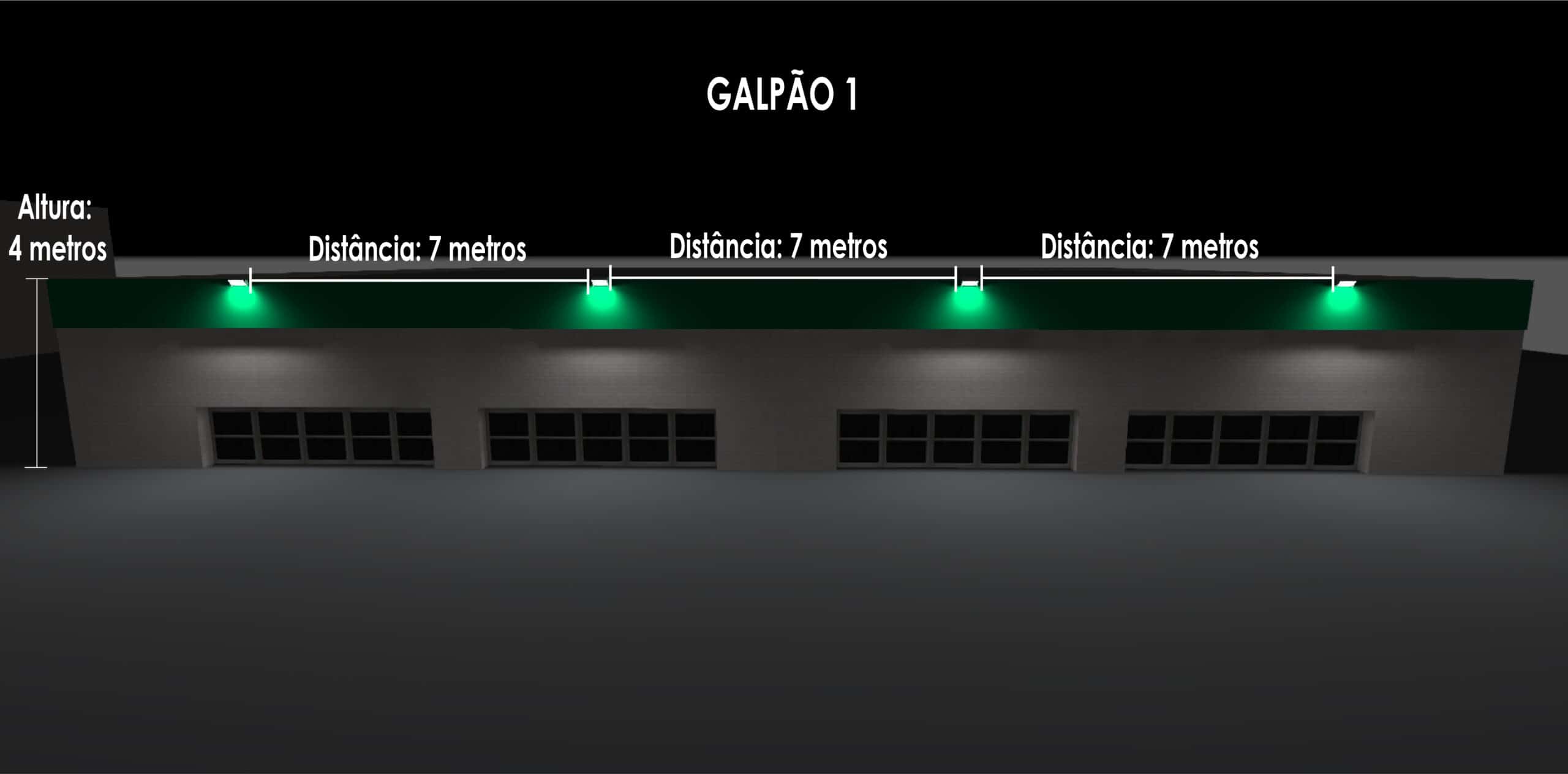 Altura do refletor LED para galpão