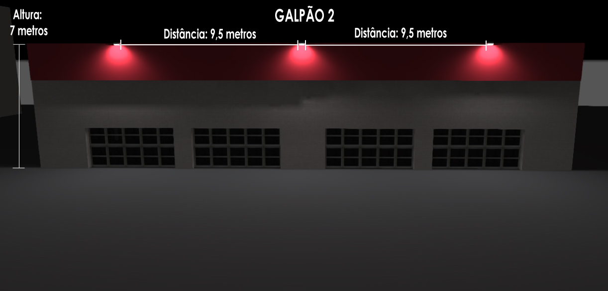 Posicionamento do Refletor LED em galpão