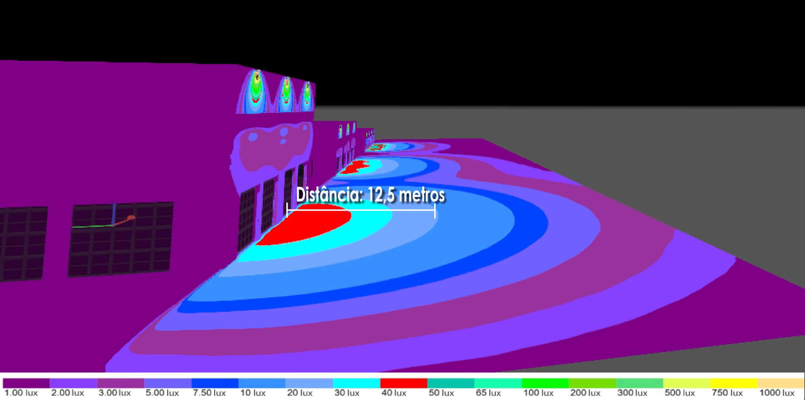 Abrangência do refletor LED 100W com ângulo de 120º
