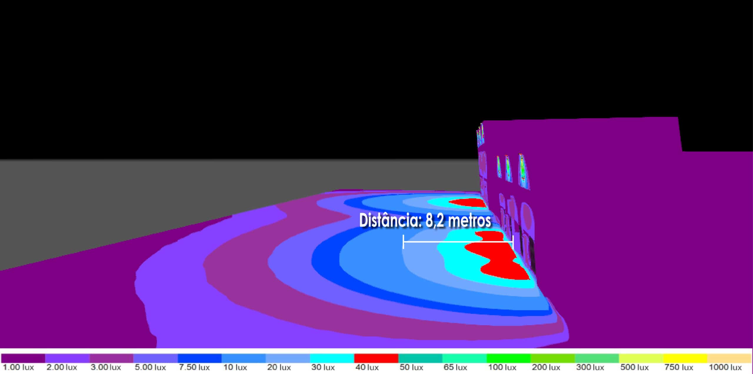 Abrangência luminosa do refletor LED 50W
